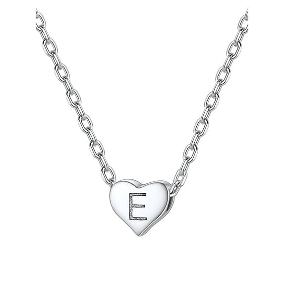 Silvora Tiny Heart Initial Letter Necklace for Women 925 Sterling Silver with E Pendant Necklaces Dainty Birthday Christmas Jewelry Gift