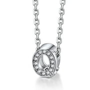 Silvora Women Sterling Silver Initial Necklace with Sparking Cubic Zirconia, Letter Q Pendant Necklace for Teen Girls Charm Birthday Jewelry