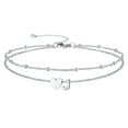 thumbnail image 1 of Silvora Women's Double Layer Ankle Bracelet with Beads & Initial Charms A-Z Letter Adjustable Stainless Steel Anklet Foot Jewelry Gifts, 8.5", 1 of 7