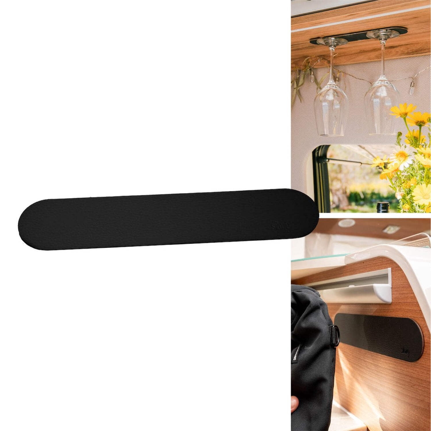 Silwy Drinkware SILL000-10KA-1 25 cm Black Metal Strip with Leather Coating for Magnetic Glasses, Pins & Hooks