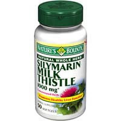 Silymarin Milk Thistle 1000 Mg Natural Whole Herb Softgels, Concentrated Herb By Natures Bounty - 50 Ea, 2 Pack