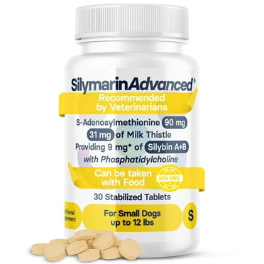SilymarinAdvanced Liver Health Supplement for Small Dogs - Milk Thistle for Dogs Liver Support with S-Adenosylmethionine (Same) & Silybin - Liver Detox for Dogs - 30 Tablets