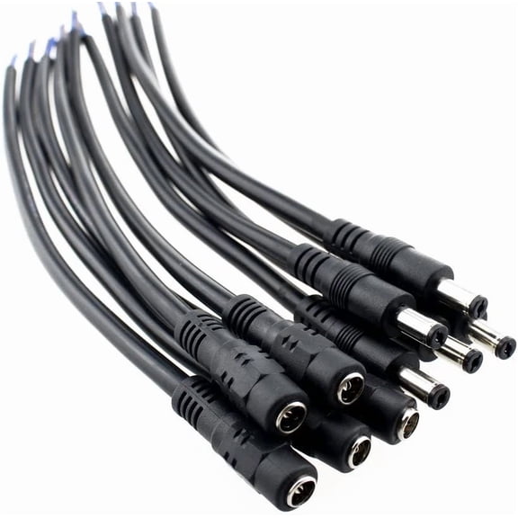 Sim Nat 18 Gauge 12V Male Power Pigtail Cable 10.5 Inch For Cctv Led Strip