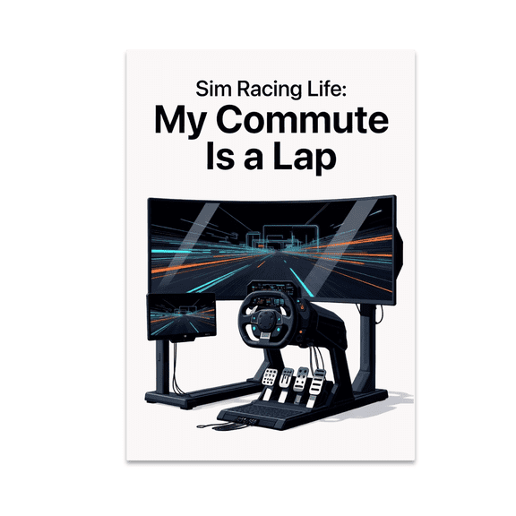 Sim Racing Life: My Commute Is a Lap - Sim Racing Enthusiast - 13x19 Poster Print