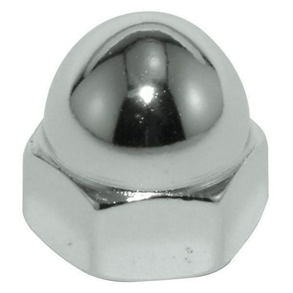 Low Crown Cap Nut, 1/4"-20, Steel, Zinc Plated, 15/32 in H, 10 PK