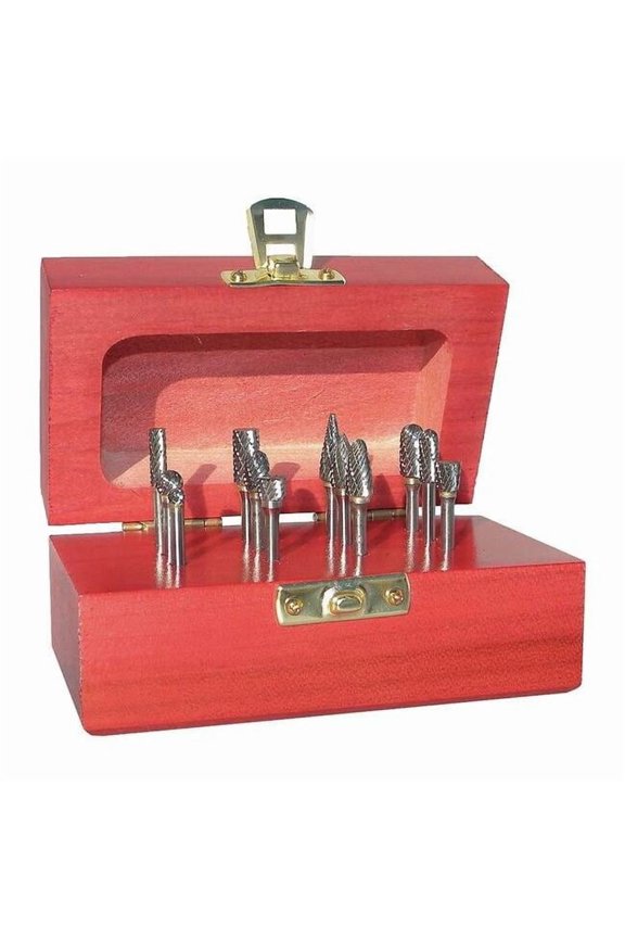 Carbide Bur Set,Double Cut,1/4",8pc 310-120019