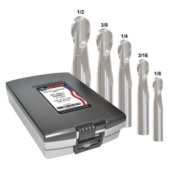 Manufacturer Varies End Mill Set, 0.5 in, Carbide 221-888881