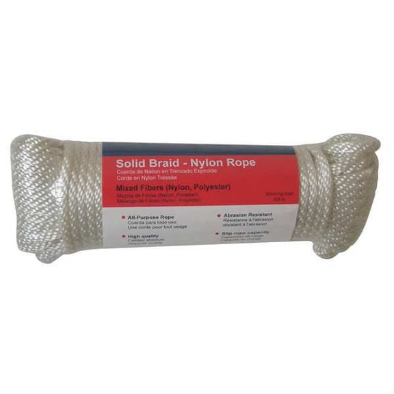 Manufacturer Varies Rope,Nylon,Braided,3/8 In. dia.,100 ft L 12U278