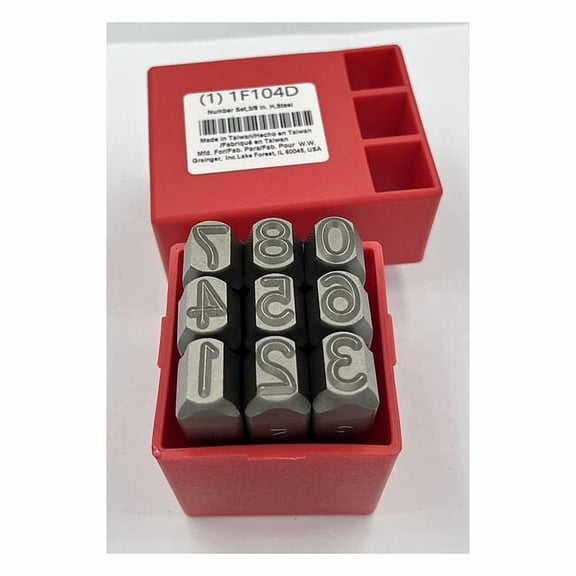 Manufacturer Varies Number Set,3/8 In. H,Steel 1F104