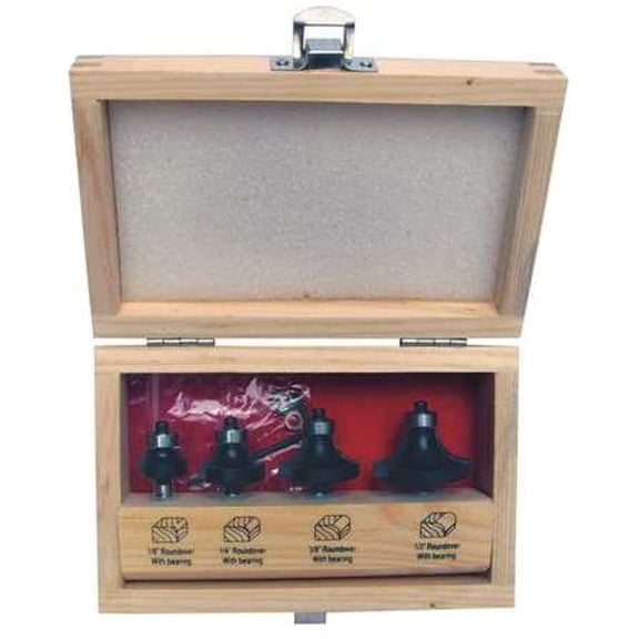 Router Bit Set,Roundover,1/4S,4 Pc 16Y602