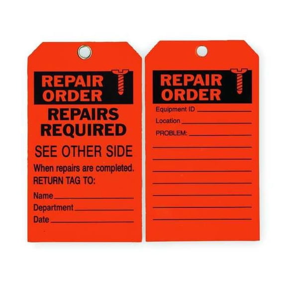 Sim Supply Rpr Ord Tag,7 x 4 In,Bk/R,ISO 9001,PK10 2RMU8