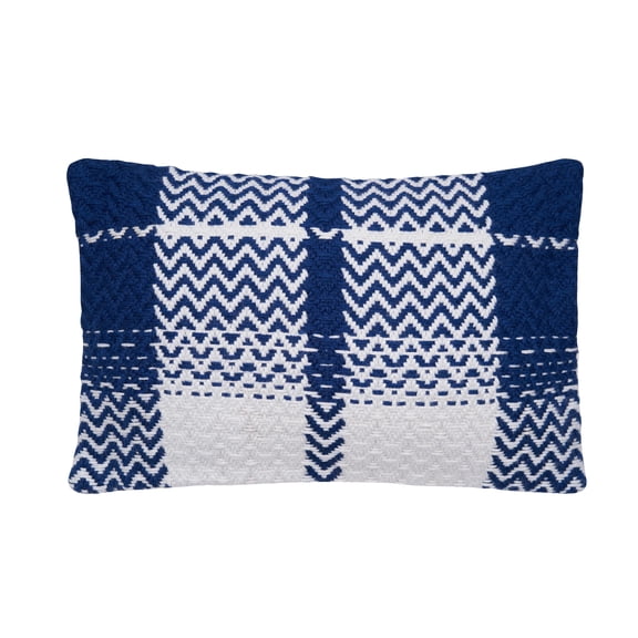 Sim Wave Navy & White Indoor/Outdoor Accent Pillow 14" x 22"