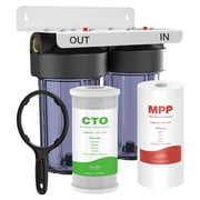 SimPure 2 Stage Whole House Water Filtration System with 10-inch Big Clear Housing, PP and Carbon Filters, 1"NPT
