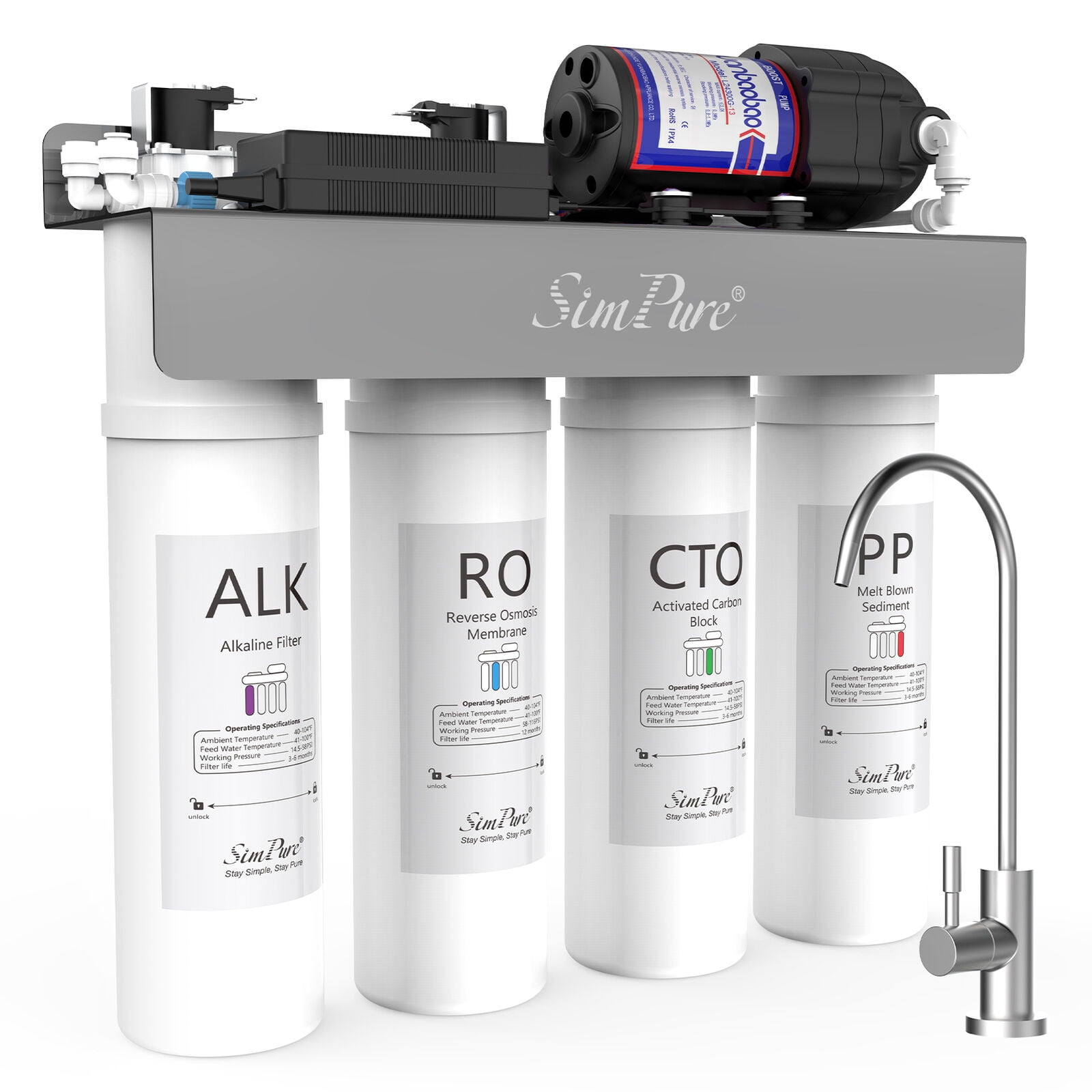 SimPure Alkaline Tankless Reverse Osmosis System, 5 Stage Under Sink
