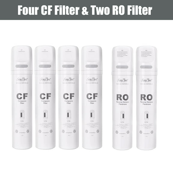 SimPure CF Filter(4 Pack)+RO Filter(2 Pack)Replacement Cartridges For Y7/Y7P Series Countertop RO Water Filter System