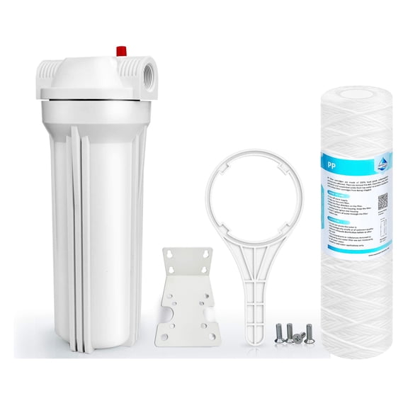 SimPure DB1025 Whole House Water Filter Housing，Universal 10 inch Sediment Filter with 1 Pack PP Filter(5 Micron)