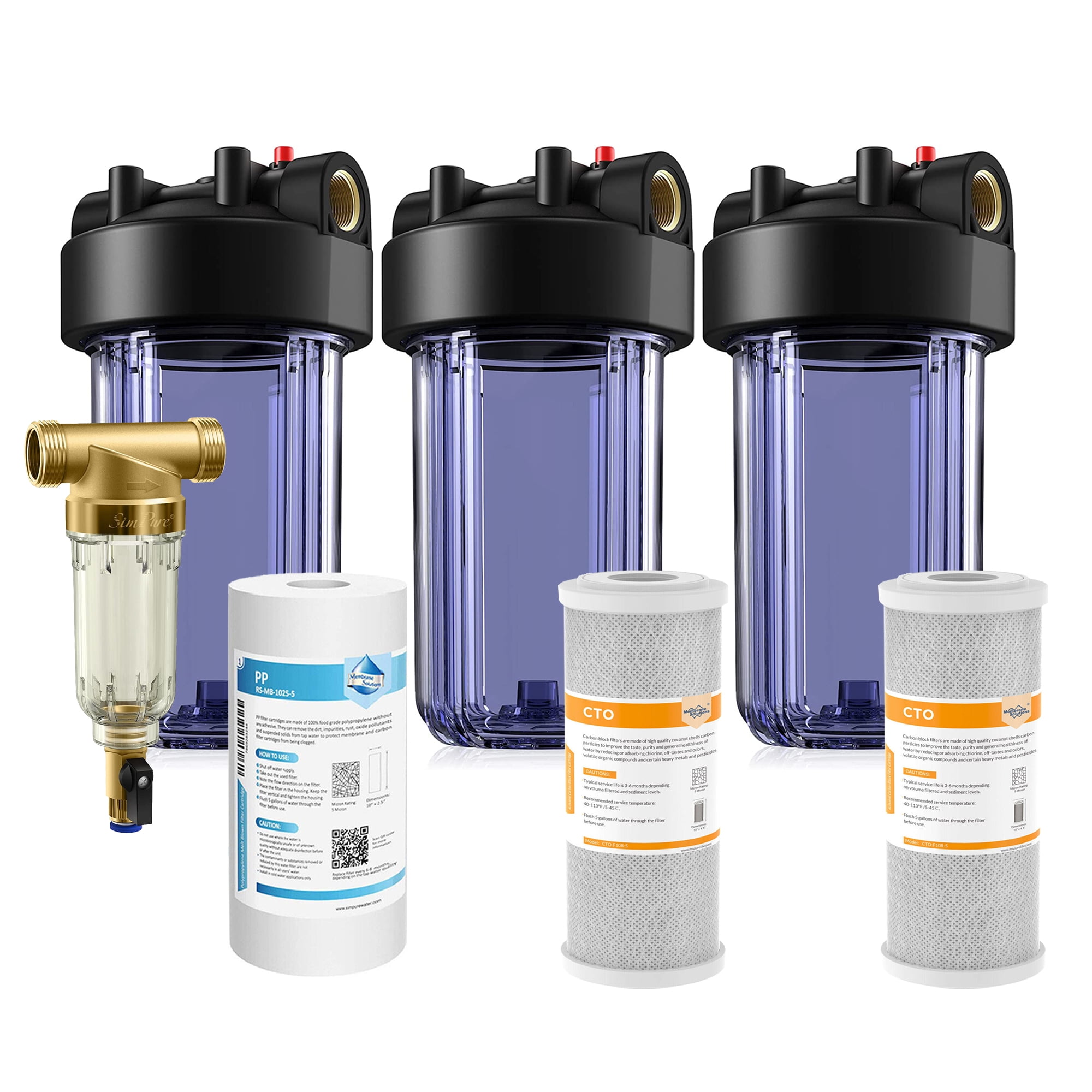 SimPure DB10C Whole House Water Filter Housing, RO System, Carbon ...