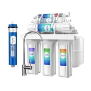 SimPure Under Sink Water Filter System NSF Certified 6 Stage 100GPD RO System with Faucet and Tank & Extra 1 Pack Reverse Osmosis Membrane
