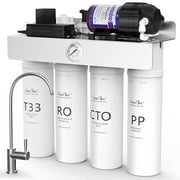 SimPure T1-400 UV Tankless Reverse Osmosis System, 8 Stage Filtration Purification, TDS Nearly 0, 400GPD RO Under Sink Water Filter System, 1.5:1 Pure to Drain