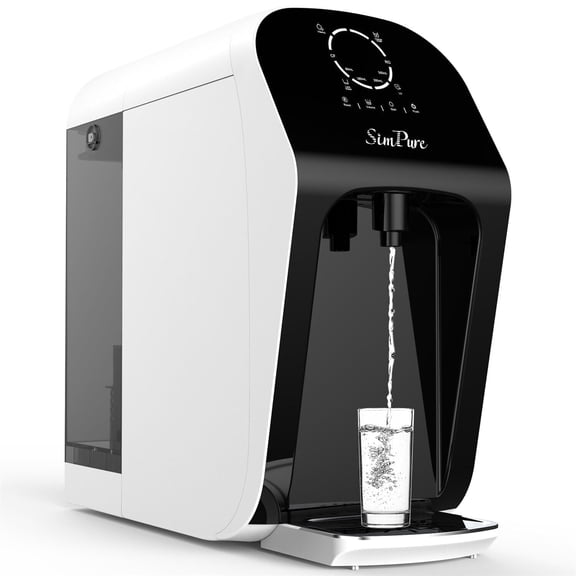 SimPure WP1-100 UV Countertop Reverse Osmosis Water Filtration Purification System, 4 Stage RO Water Filter, 4: 1 clear to Drain, BPA Free, No Installation