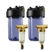 SimPure Whole House Water Filter Housing 10"x4.5",Pre-Filtration System with DC5P Spin Down Sediment Filter 40/200 Micron