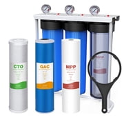 SimPure Whole House Water Filter System, 3-Stage Water Filter w/ 20-Inch Sediment, Activated Carbon, Carbon Block Water Filter