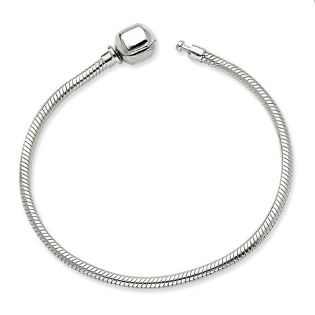SimStars Reflections Sterling Silver Clasp Bead Bracelet 7 1/2"