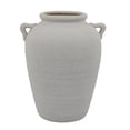 thumbnail image 1 of BenJara Sima Accent Vase, White Ceramic Modern Urn Shape, Ear Handles, 11 Inch, 1 of 6