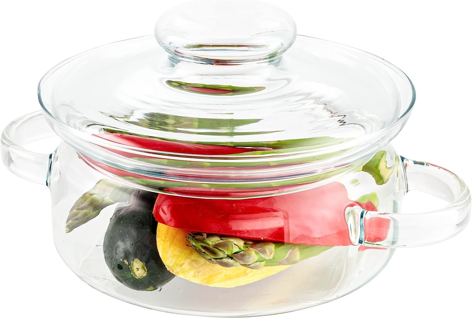 Simax 1qt Transparent Borosilicate Glass Pot with Lid