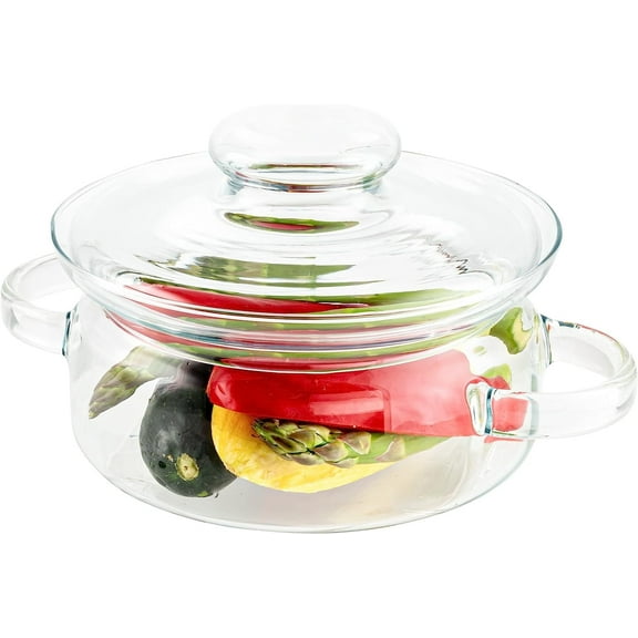 Simax 1qt Transparent Borosilicate Glass Pot with Lid