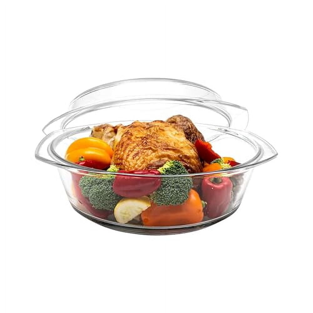 3.15 Litre Round Glass Casserole Dish With Lid - Oven, Microwave & Dishwasher Safe