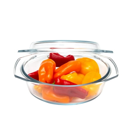Simax Casserole Dish with Lid Microwave & Oven Safe Clear Glass Cookware, 0.75 Quart