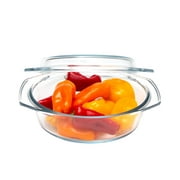 Simax Casserole Dish with Lid Microwave & Oven Safe Clear Glass Cookware, 0.75 Quart