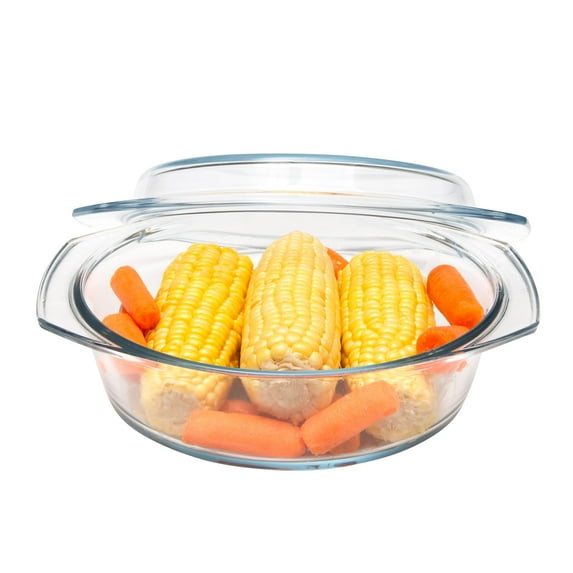 Simax Casserole Dish with Lid Microwave & Oven Safe Clear Glass Cookware, 1.5 Quart