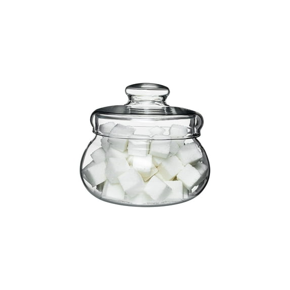 Simax Clear Glass Sugar Bowl With Lid: Borosilicate Glass Sugar Containers For Countertop - Sugar Cube Container - Sugar Jar - Sugar Bowls - Tea & Coffee Sweetener & Sugar Dish - 16 Ounce Sugar Holder