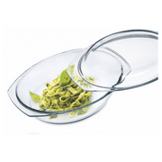 Simax Clear Oval Shaped Glass Casserole with Tight Fitting Lid ? Heat, Cold and Shock Proof ? Made in Europe ? Oven, Freezer and Dishwasher Safe ? 3 Quart Plus 1.4 Quart Lid Glass Baking Dish