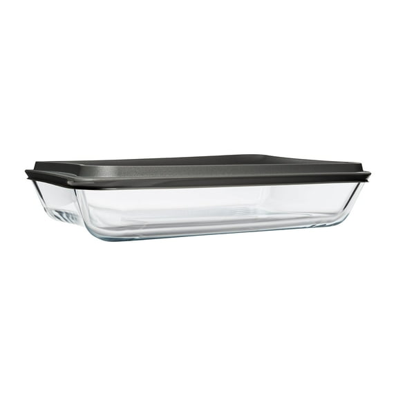 Simax Exclusive Rectangular Glass Roaster | With Plastic Lid, Heat, Cold and Shock Proof, Made in Europe, 3.7 Quart