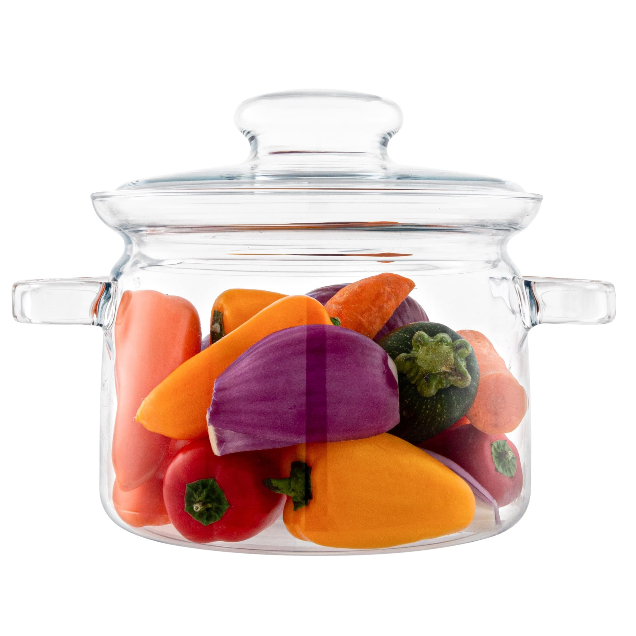 Glass Saucepan 2.0 Liter - Heat Resistant Glass Cooking Pot with Lid Sauce Pan for Soup, Pasta & Baby Food (2000ml/68oz)