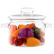 Simax Glass Pot Borosilicate Glass Cookware with Pot Lid & Heat Resistant Handles, 2 Quart