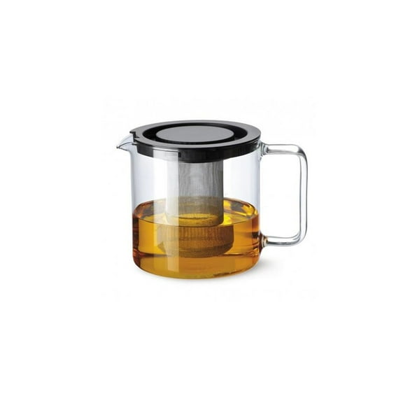 Simax Glassware 1 Quart Teapot with Metal Mesh Infuser | Plastic Lid, Microwave and Stovetop Safe, Heat, Cold, and Thermal Shock Resistant Borosilicate Glass, Makes a Stunning Presentation