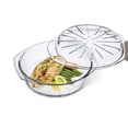 thumbnail image 1 of Simax Glassware Clear Glass Round Casserole | With Lid – Raised Ridges for Fat Free Cooking – Durable Borosilicate Glass – Microwave and Dishwasher Safe – Made in Europe – 2.6 Quart Round Baking Dish, 1 of 5