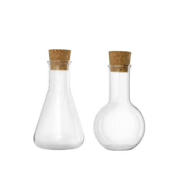 Simax Glassware Small Oil and Vinegar Cruets | Beautiful Airtight Cork Tops, Durable Borosilicate Glass, Microwave and Dishwasher Safe, Includes Two 3.2-oz. Bottles