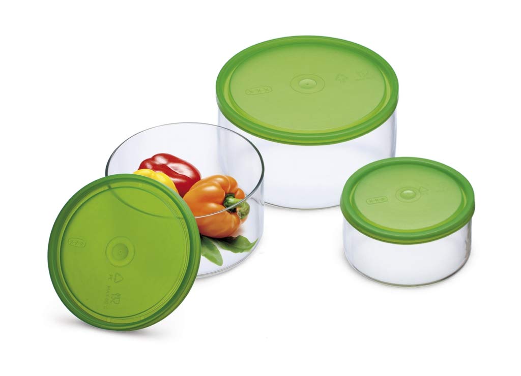 Simax Round Glass Meal Prep and Storage Containers | With Plastic Lids – 3 Piece Set, Assorted Sizes – Oven, Microwave, and Dishwasher Safe – Includes 50 Oz, 27 Oz, 13.5 Oz - image 1 of 3