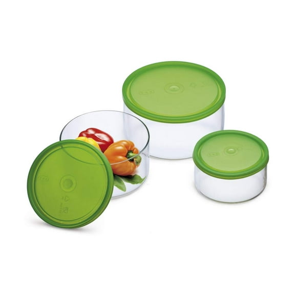 Simax Round Glass Meal Prep and Storage Containers | With Plastic Lids 3 Piece Set, Assorted Sizes Oven, Microwave, and Dishwasher Safe Includes 50 Oz, 27 Oz, 13.5 Oz
