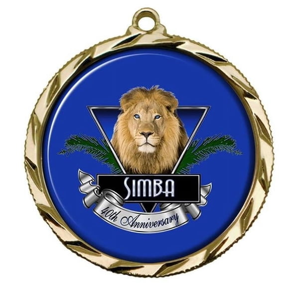 Simba 2.5 in. Vibraprint Insert Medal with Coin Edge - Gold