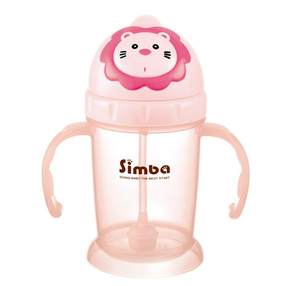 Simba 8 oz Flip-it Baby Training/Sippy Cup with Weighted Straw (Pink, BPA Free)