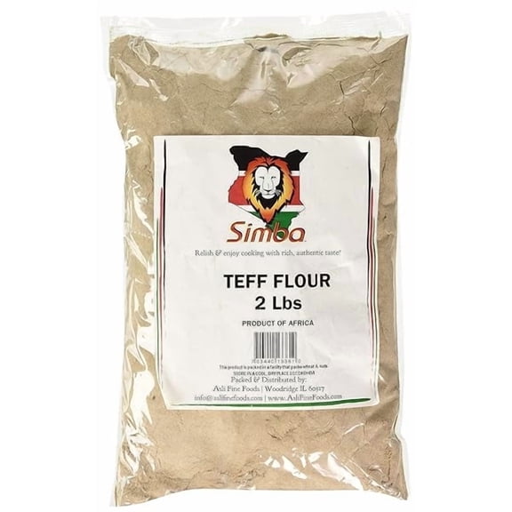 Simba African Teff Flour, 2 Pounds | Perfect for Baking, Flour for Injera | Gluten Free