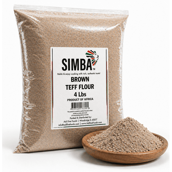 Simba African Teff Flour, 4 Pounds | Perfect for Baking, Flour for Injera | Gluten Free