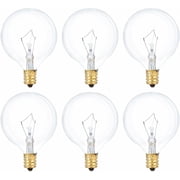 Simba Lighting Aromatic Wax Warmer G16.5 Round Bulb 25W E12 Candelabra Base Clear Glass, 6 Pack