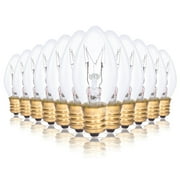 Simba Lighting C7 15W Replacement Bulb Clear Candle Shape 120V, E12 Candelabra Base, 2700K, 12-Pack